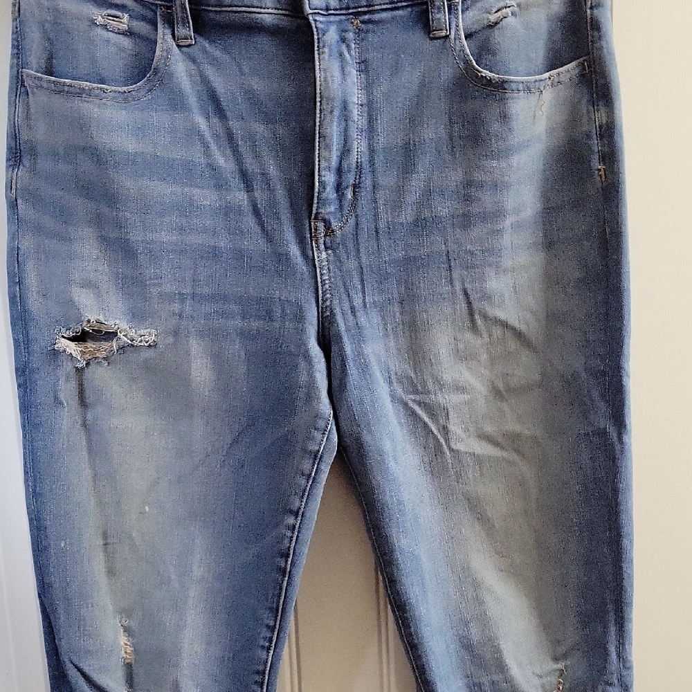 American Eagle Outfitters Blue Jeggings with Distressed Details